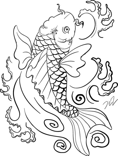 Pez Koi by deztyle on deviantART | Fish coloring page, Fish art, Koi ...