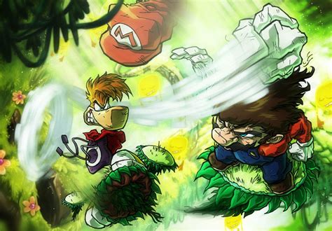 Mario vs. Rayman | Super mario art, Mario art, Nintendo art