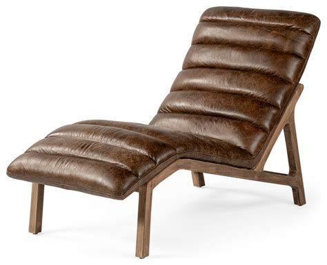 Pierre Genuine Leather Armless Chaise Lounge Chair - Transitional - Indoor Chaise Lounge Chairs ...