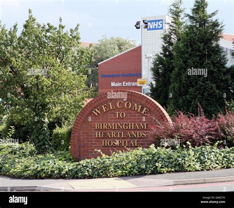 General view gv sign board welcome birmingham heartlands hospital ...