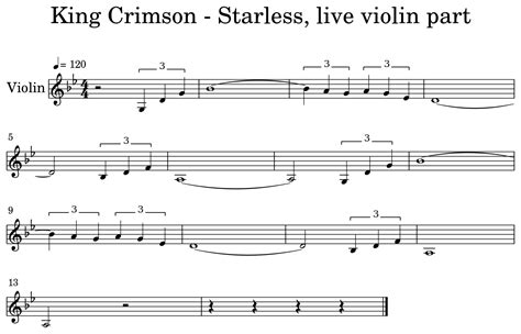 King Crimson - Starless, live violin part - Sheet music for Violin