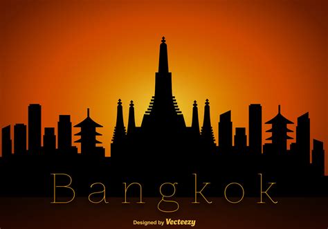 Vector Bangkok Skyline Silhouette 122210 Vector Art at Vecteezy