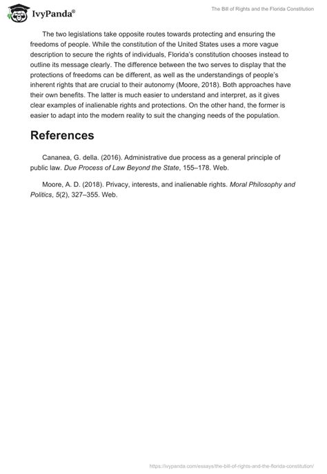 The Bill of Rights and the Florida Constitution - 490 Words | Essay Example