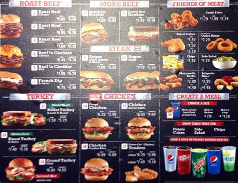 Menu at Arby's restaurant, Westminster, W 92nd Ave