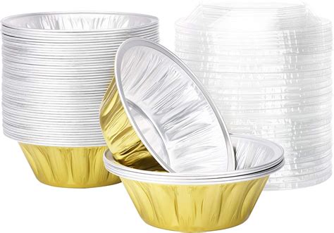 Pie Tins with Lids 6 Inch, Beasea 50 Pack Round Disposable Foil Pan ...