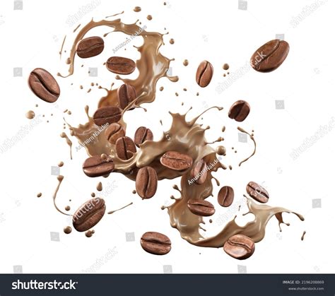 Milk Coffee Splash Coffee Bean Falling Stock Illustration 2196208869 | Shutterstock