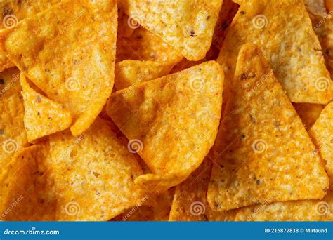 Mexican Corn Chips Triangle-shaped Nachos with Cheese Flavor Close-up ...