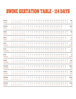 Pig Gestation Chart - Fill Online, Printable, Fillable, Blank | pdfFiller