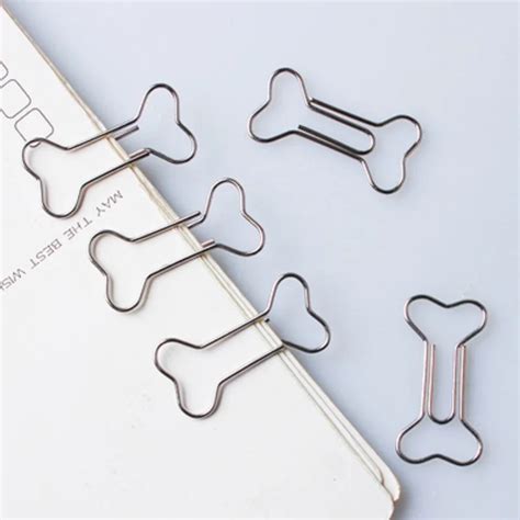 Silver bone clip style paper clip shaped paper clips dog love-in Clips ...