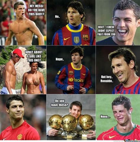 Ronaldo vs Messi #memes #bola #football | Funny soccer memes, Soccer ...