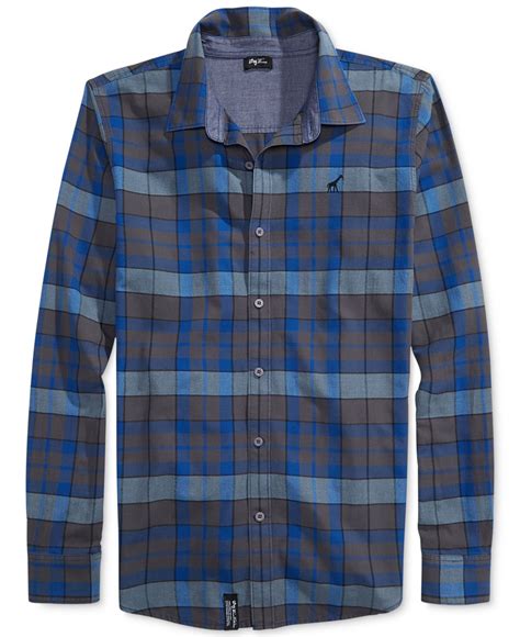 Lrg Big And Tall Rock Bottom Plaid Flannel Shirt in Blue for Men (Gibson Blue) | Lyst