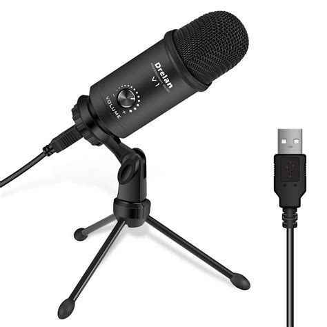 Drelan USB Microphone,Metal Condenser Recording Microphone for Laptop ...