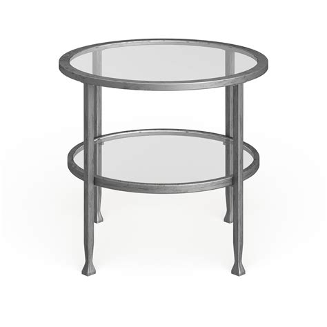 SEI Furniture Glenn Silver Metal Round Side Table with Shelf - On Sale - Bed Bath & Beyond ...