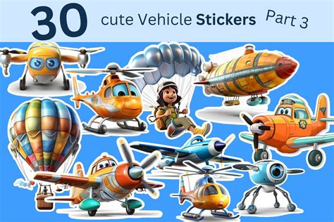 30 Cute Aircraft Stickers Part 1 PNG 664 Graphic by SWcreativeWhispers ...