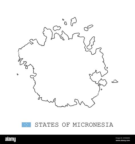 States of Micronesia map line, linear thin vector simple outline and ...