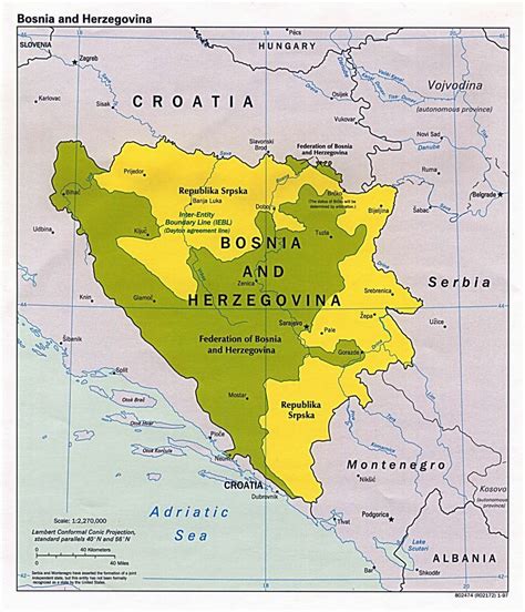 Large political map of Bosnia and Herzegovina - 1997 | Bosnia and Herzegovina | Europe ...