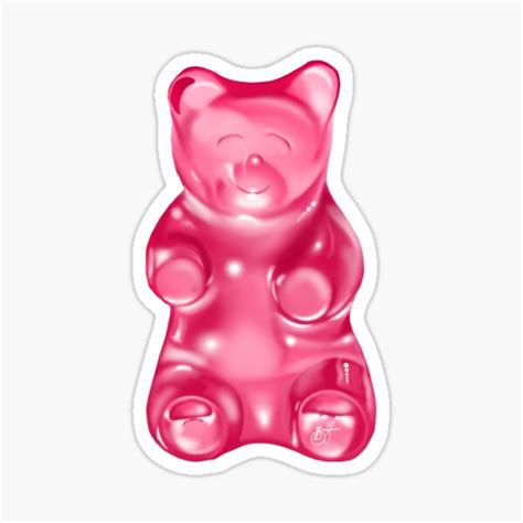 "Pink gummy bear " Sticker for Sale by ArtbyBroghan | Redbubble