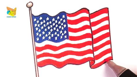 comment dessiner le drapeau américain des Ètats Unis Dessin drapeau USA ...