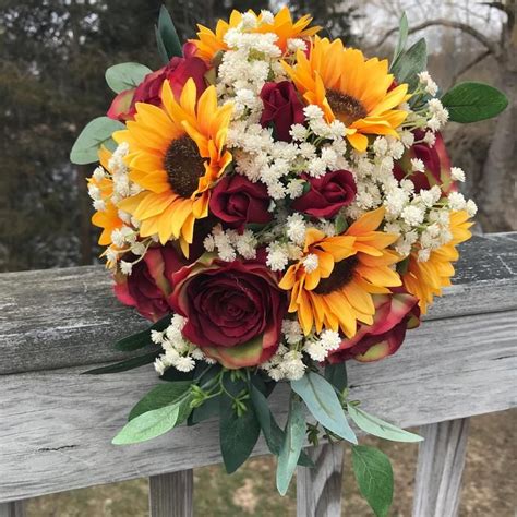 This beautiful rustic Sunflower Bouquet with Roses is perfect for ...