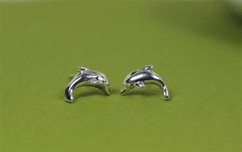 Sterling Silver Dolphin Stud Earrings, Dolphin Earrings. Tiny Sterling Silver Dolphin Studs ...