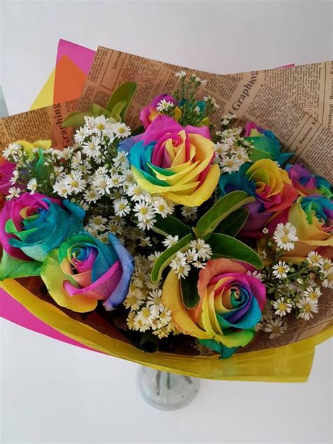 Rainbow Rose Bouquet | Westridge Florist Toowoomba