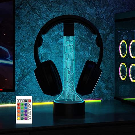 YuanDian Light up Headphone Stand for Desk, Gaming Headset Holder RGB with 16 Color Lights for ...