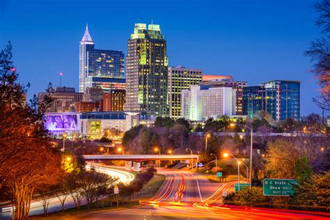 Downtown Raleigh Nc Skyline At Night Mcdowell Black & White Wall Art ...