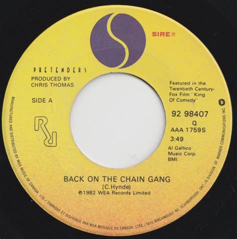 Pretenders* - Back On The Chain Gang (1982, Vinyl) | Discogs