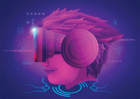 Metaverse Technology concept. A Boy head facing to use VR virtual ...