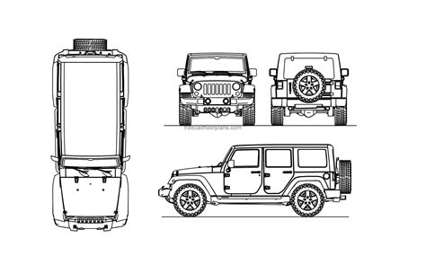 Jeep Wrangler Willys, AutoCAD Block - Free Cad Floor Plans