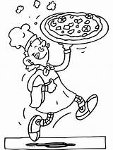 Kleurplaat Pizza Pizzabakker Pizzaria Eet Knutselen Kok Tekening  sketch template