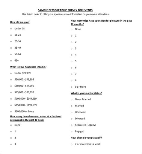 10+ Demographic Survey Templates – PDF, Word, Excel | Free & Premium Templates