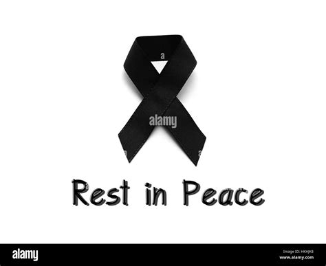 Black ribbon for mourning with rest in peace text on white background ...