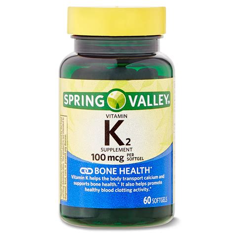 Buy Spring Valley Vitamin K2 Supplement, Soft Gel Capsules, 100 Mcg, 60 ...