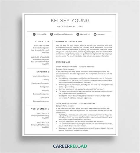 Elegant Resume Template for Word - Instant Download