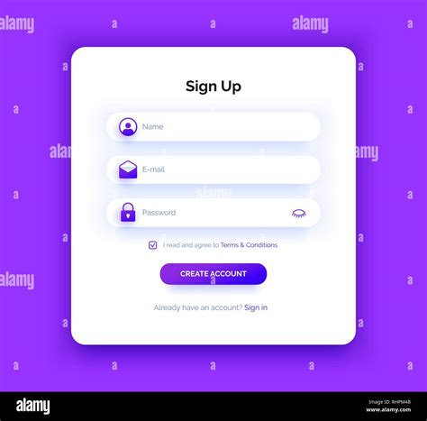 Sign Up page. Purple gradient. Registration form Stock Vector Image ...