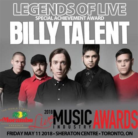 Billy Talent to Receive Legends of Live Special Achievement Award at the 3rd Annual Live Music ...