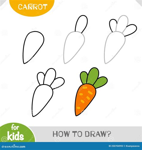 How To Draw Carrot For Children. Step By Step Drawing Tutorial Cartoon ...