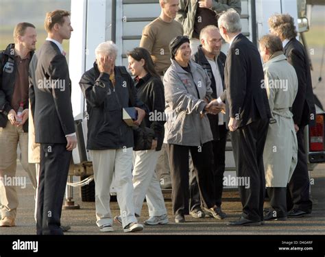 The five German abducted tourists arrive back to Berlin, Germany, 30 ...