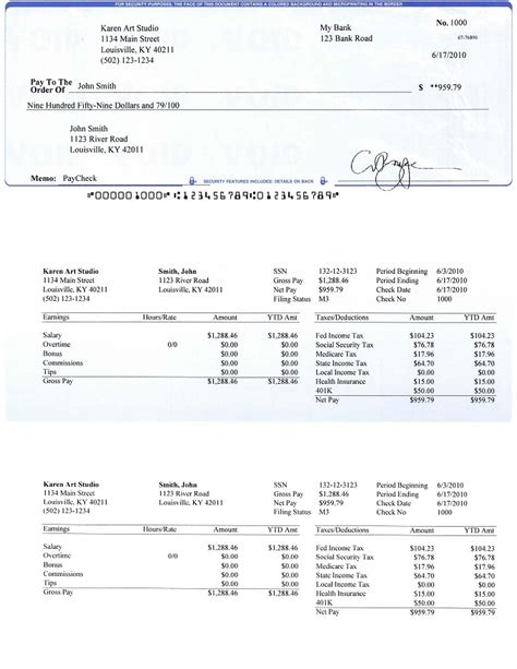 Payroll Checks and Stubs Printed by ezPaycheck Software