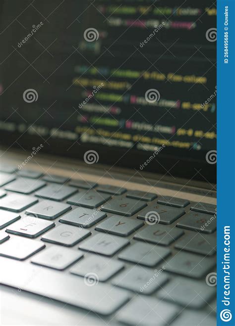 Programming Code in Laptop with Aesthetic Keyboard Stock Photo - Image of keypad, closeup: 268495686