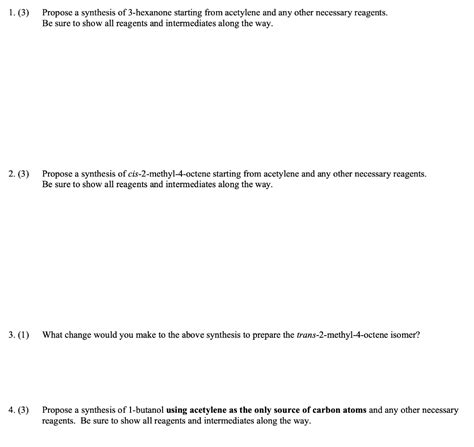 Solved 1. (3) Propose a synthesis of 3-hexanone starting | Chegg.com