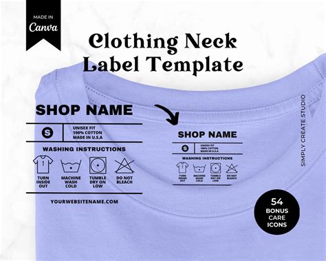 Editable Clothing Tag Template, T-shirt Neck Label, Garment Care Tag, Wash Instructions, Tagless ...