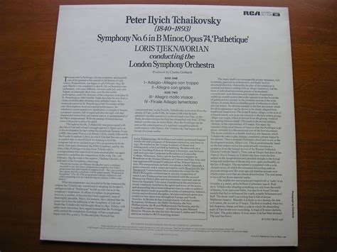 TCHAIKOVSKY: SYMPHONY No. 6 TJEKNAVORIAN / LONDON SYMPHONY LRL1 5129 – Kingsway Hall Classical ...