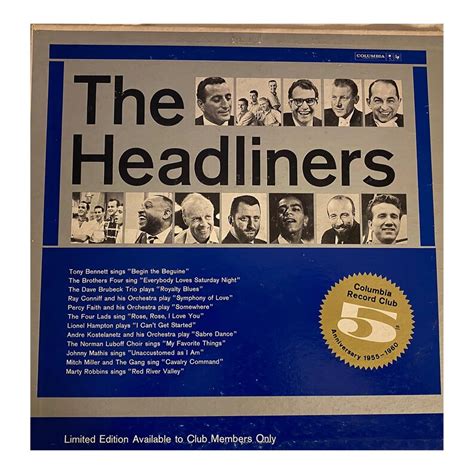 Vinyl: the Headliners Columbia Record Club 1960 - Etsy