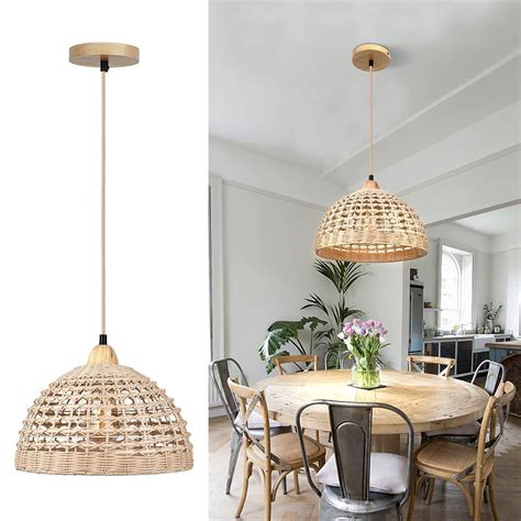 Buy Rattan Pendant Lights - Hanging Lamp Boho Wicker Pendant Light Dining Room Light Fixture ...