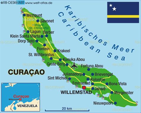 Map of Curacao (Island in Netherlands) | Welt-Atlas.de