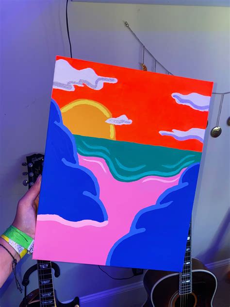 trippy beach art | Canvas art painting, Diy canvas art painting, Painting art projects