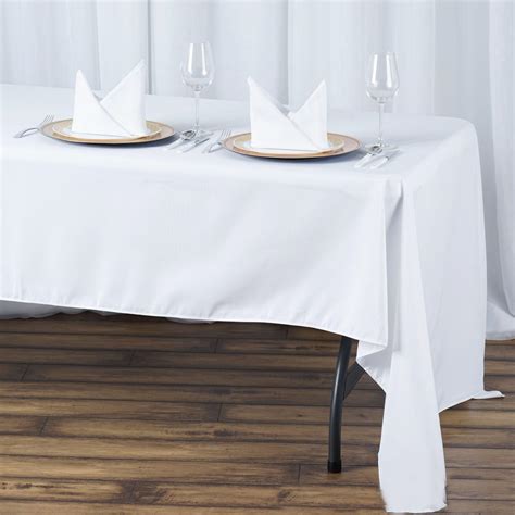 Buy 60"x126" White 220 GSM Seamless Premium Polyester Rectangular Tablecloth - Pack of 1 ...