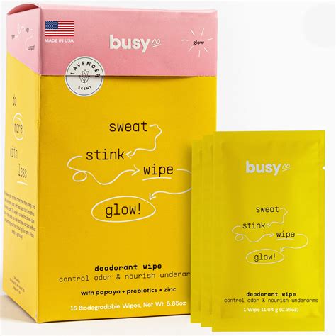 Glowing Deodorant Wipes for Women - 15 wipes- Citrus Scented Cleansing ...